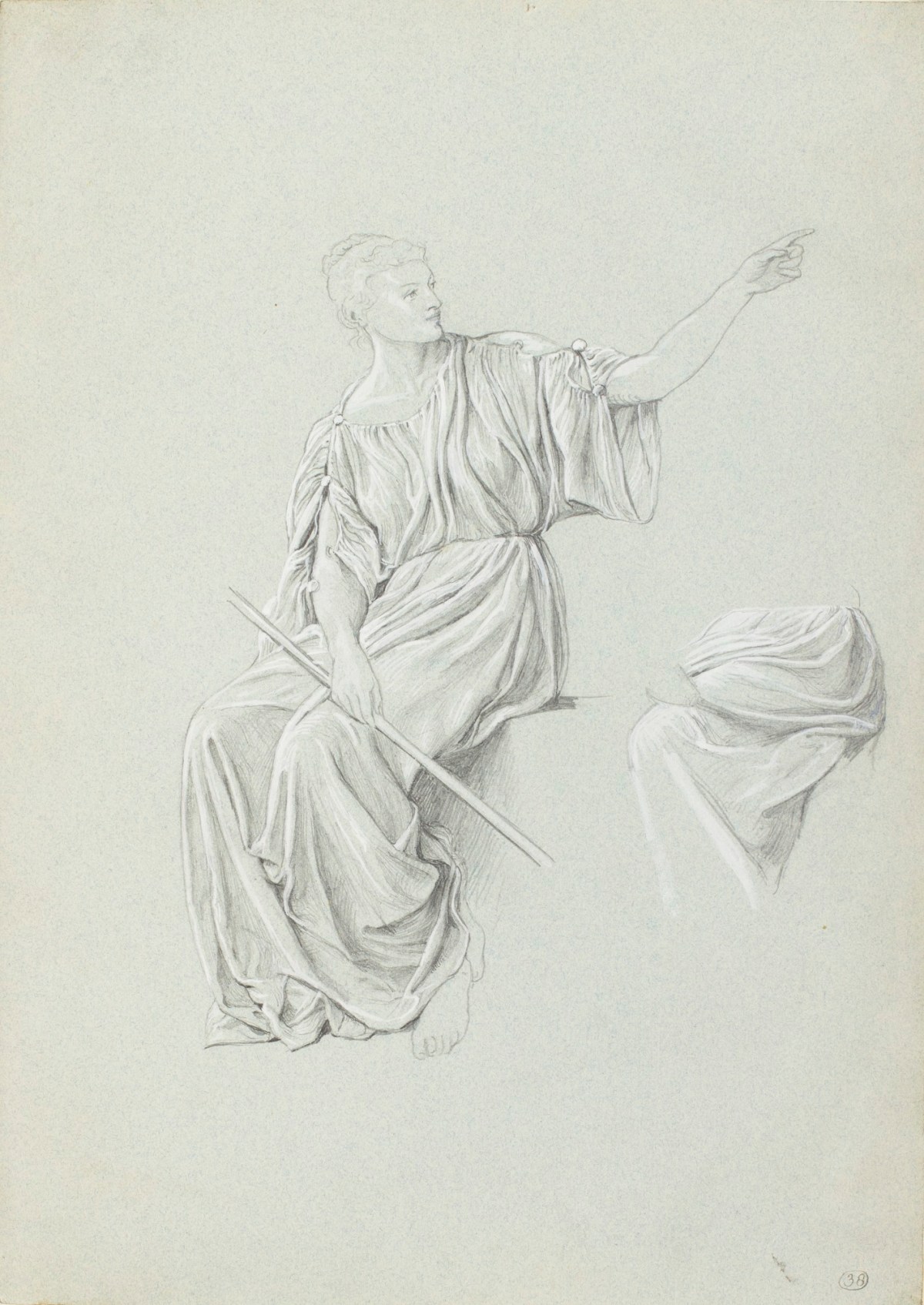 Henry Hugh Armstead RA, Draped study of a seated female figure for the "Metropole" doorway