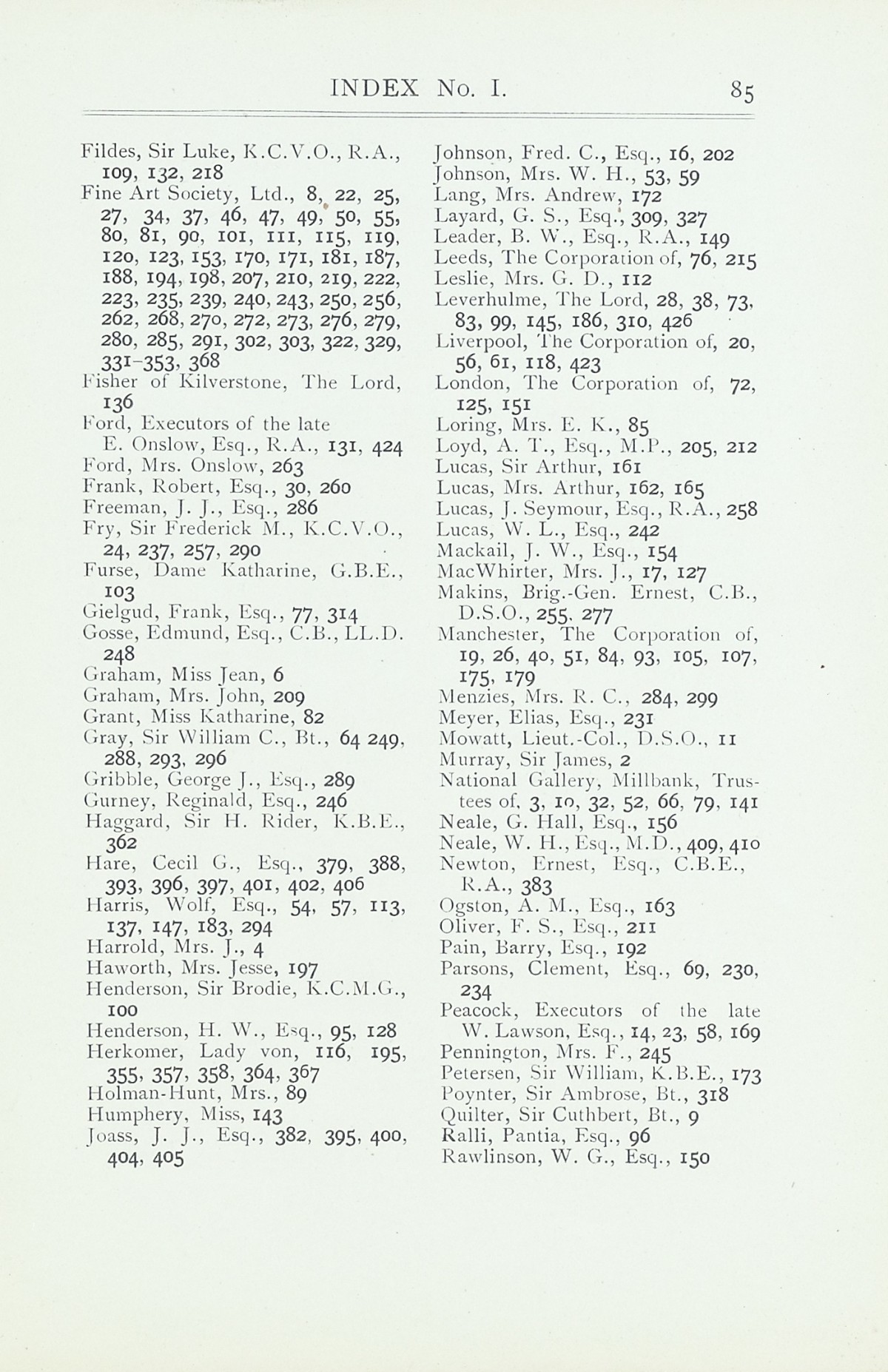 Page 87 of 1922 - Exhibition of Works by recently deceased Members of the Royal Academy