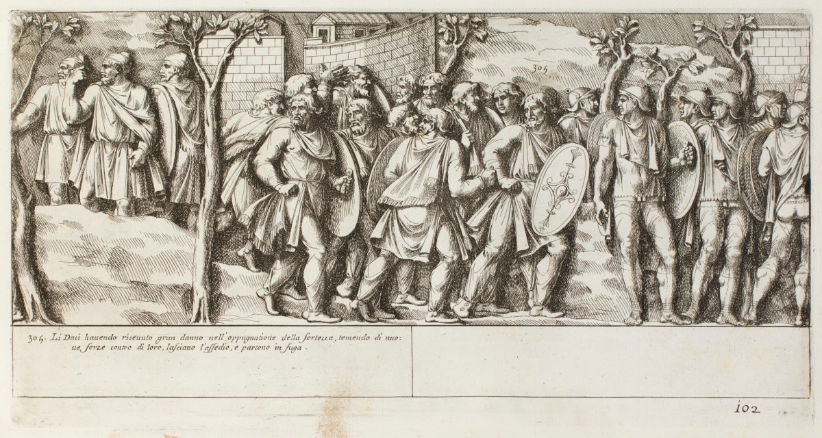 Pietro Santi Bartoli, Plate 102: Dacians fleeing after being defeated