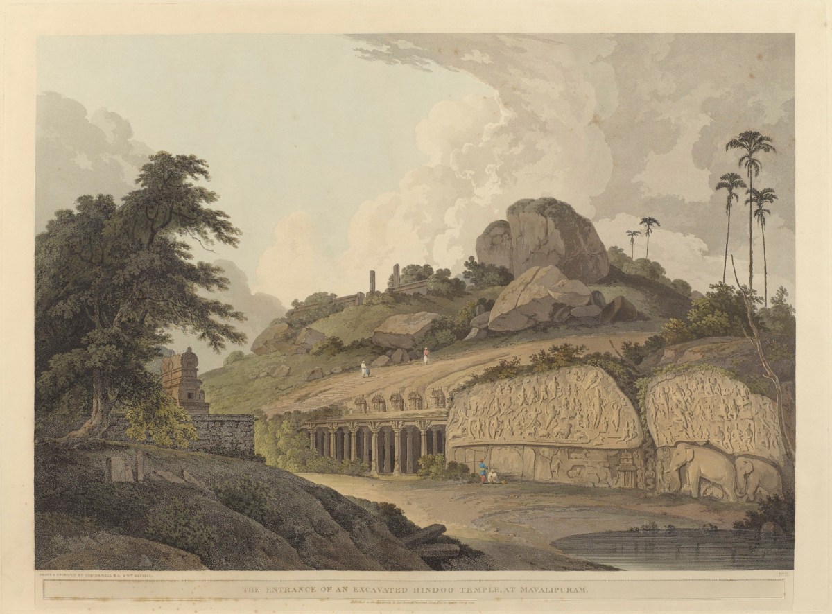 Thomas Daniell RA, The entrance of an excavated hindoo temple, at Mavalipuram