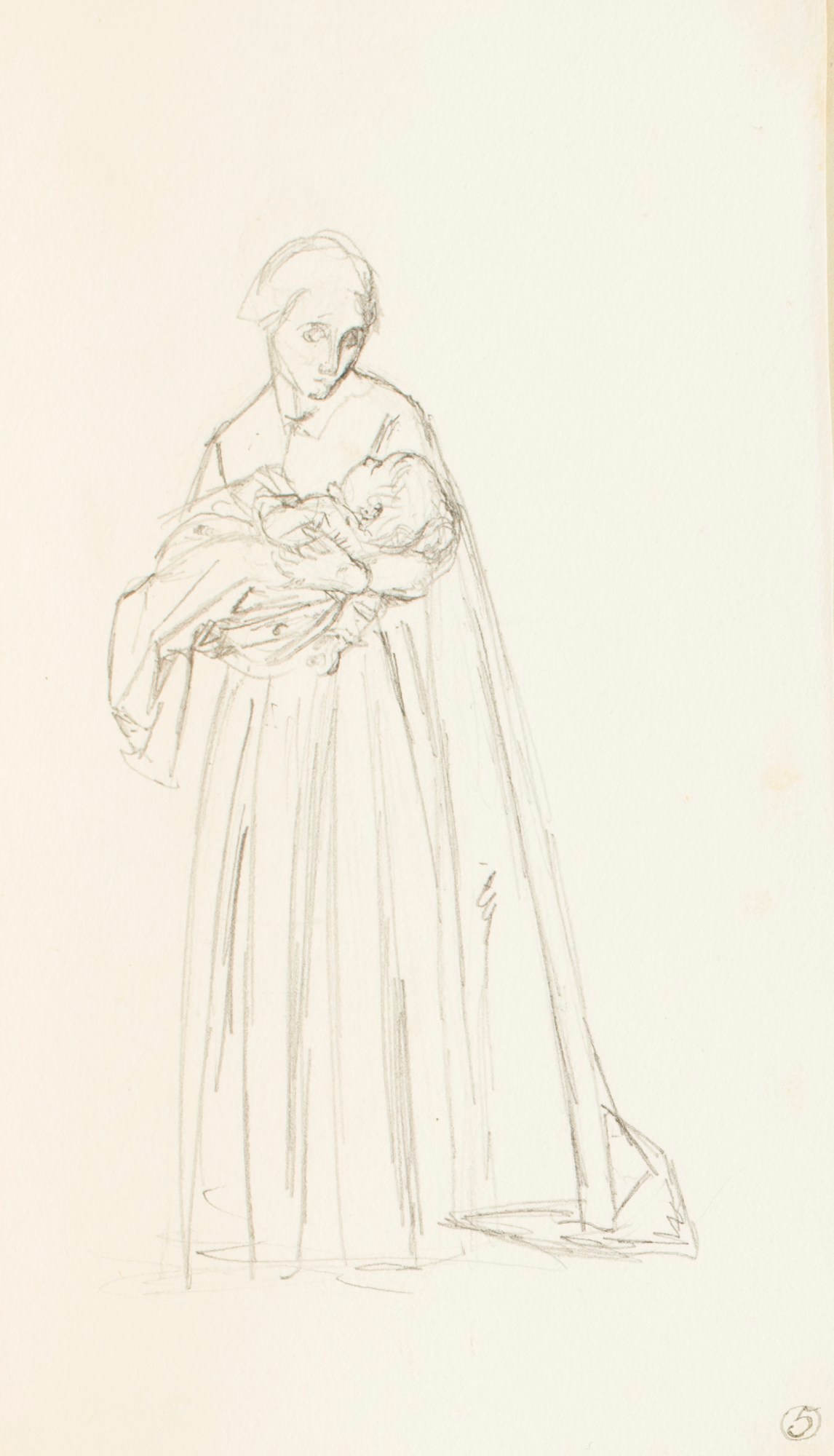 Henry Hugh Armstead RA, A standing woman holding an infant, for the 'History of the Shirleys' reliefs