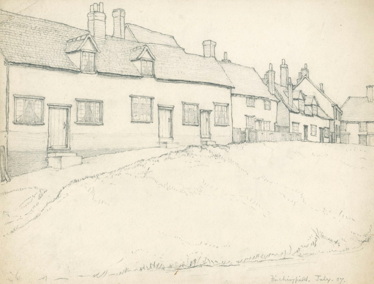 Sir George Clausen RA, Cottages at Finchingfield, July 1907