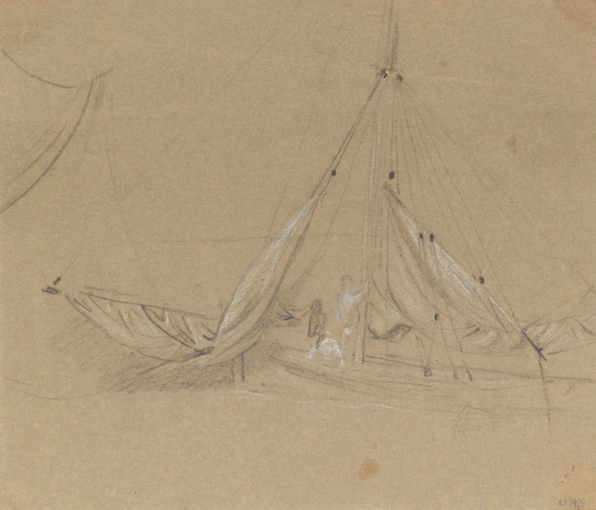 Philip Reinagle RA, A boat with figures changing the sails