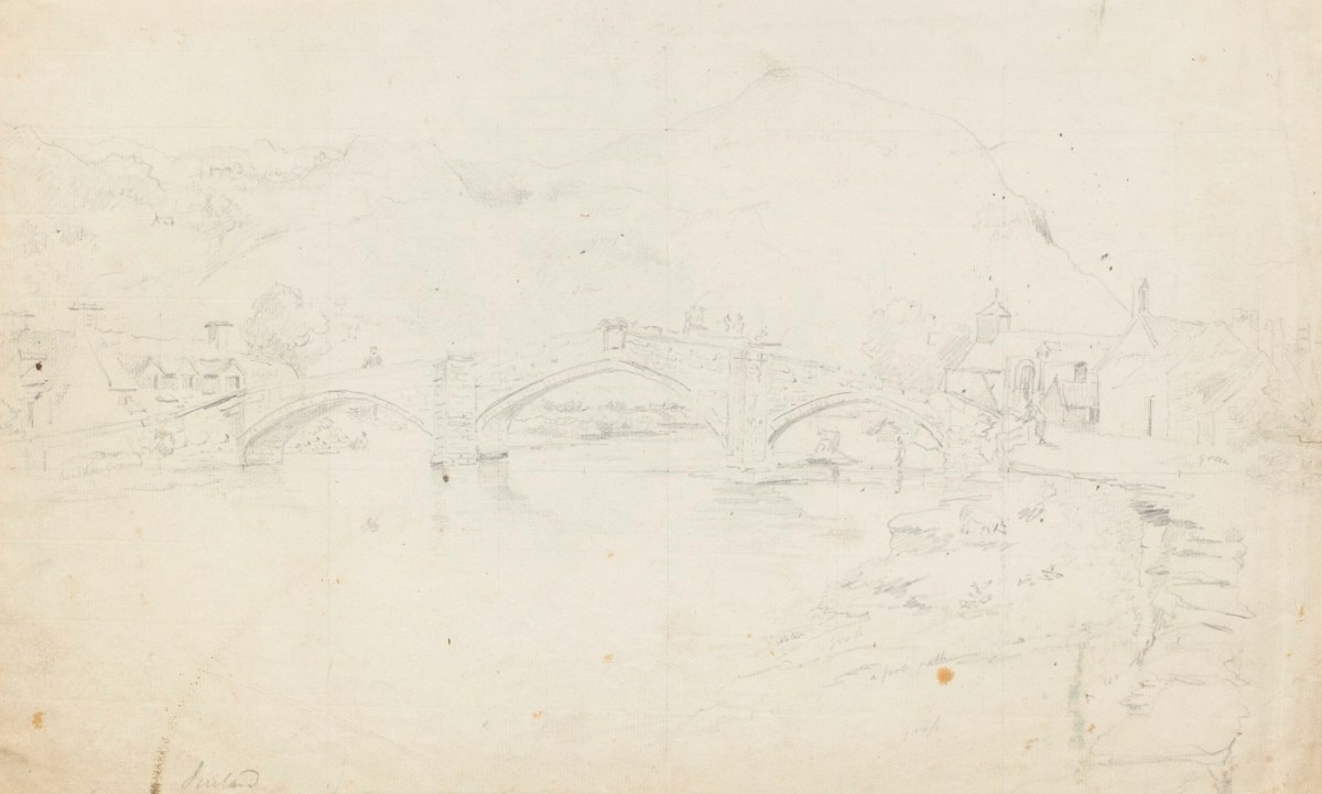 Philip Reinagle RA, Drawing of a bridge over water