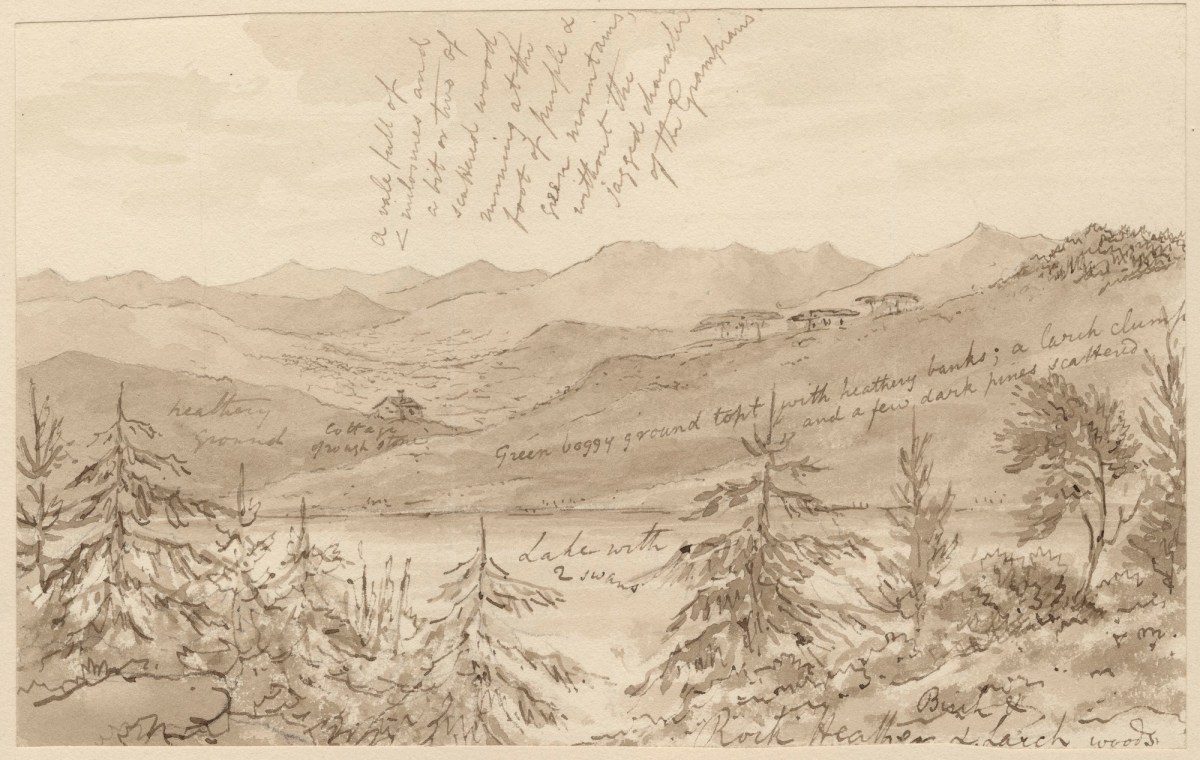 John Hughes, Landscape in the Scottish borders with a lake and trees