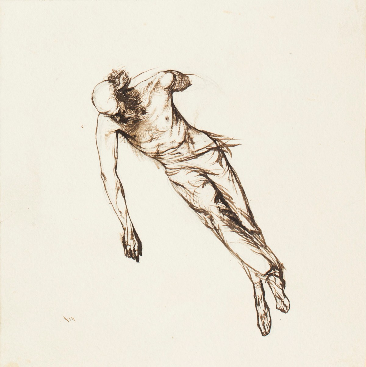 Henry Hugh Armstead RA, Study of a partially draped, twisting male figure