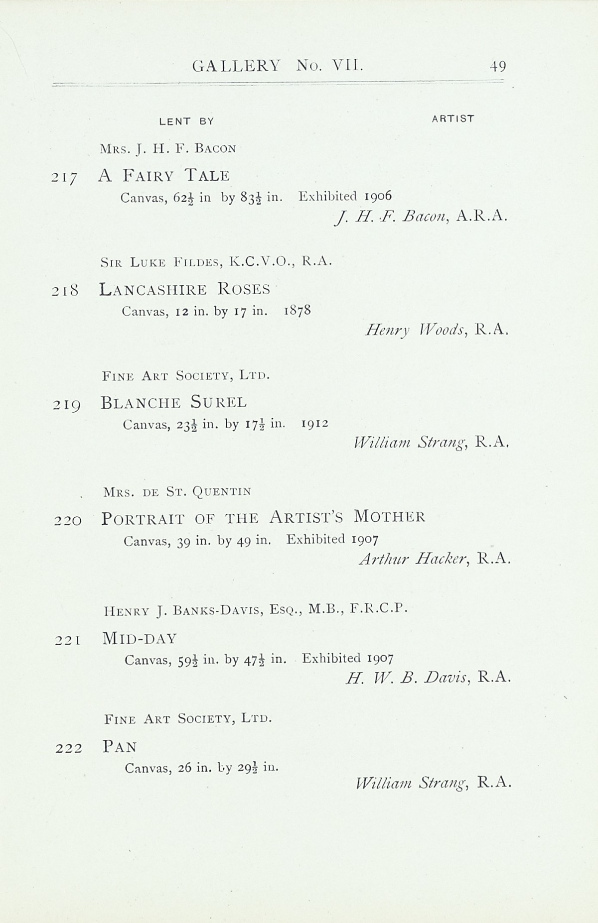 Page 51 of 1922 - Exhibition of Works by recently deceased Members of the Royal Academy