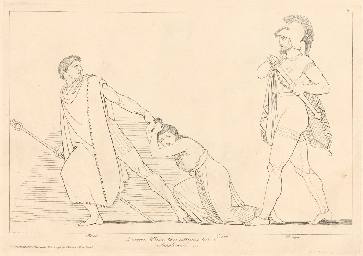 John Flaxman RA, Pelasgus stopping the Herald (from The Supplicants)