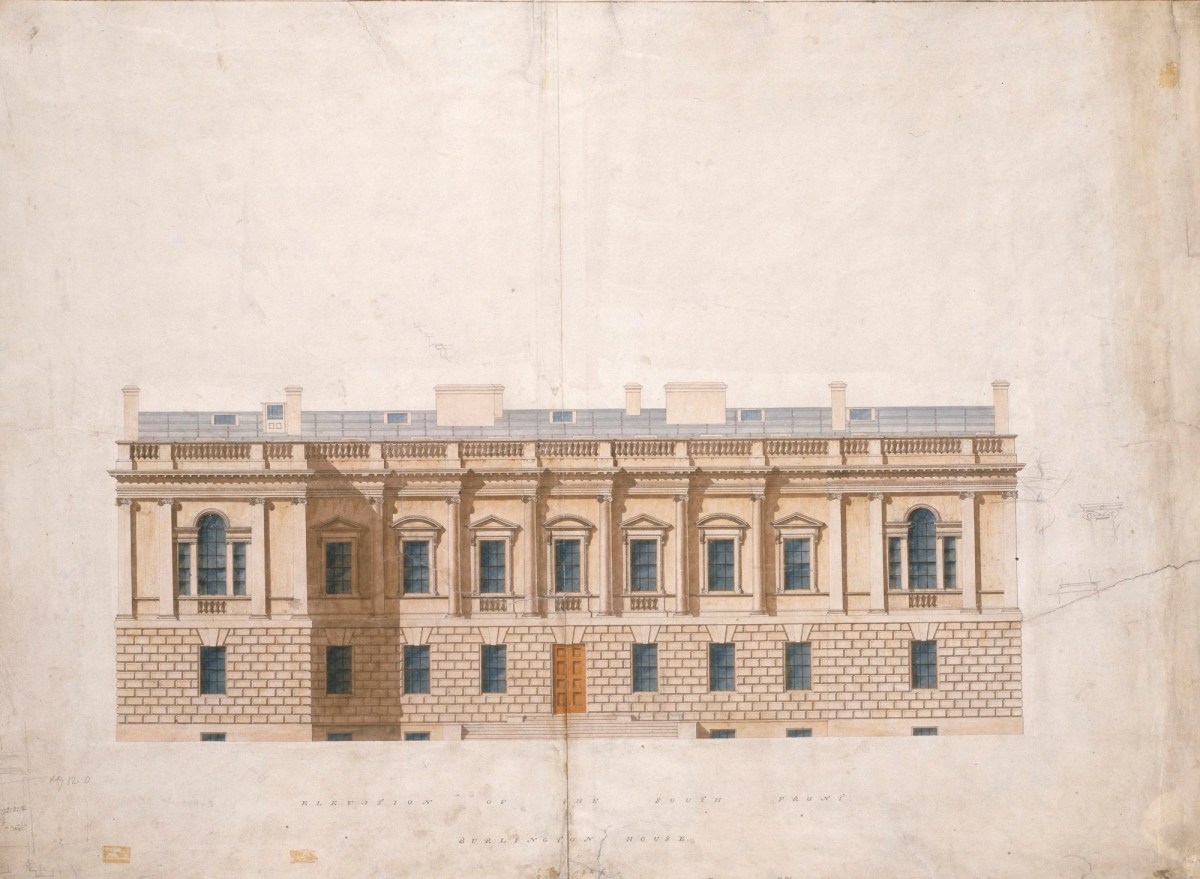 Samuel Ware, Design as executed or record drawing of south front, Burlington House, Piccadilly, Westminster, London: elevation