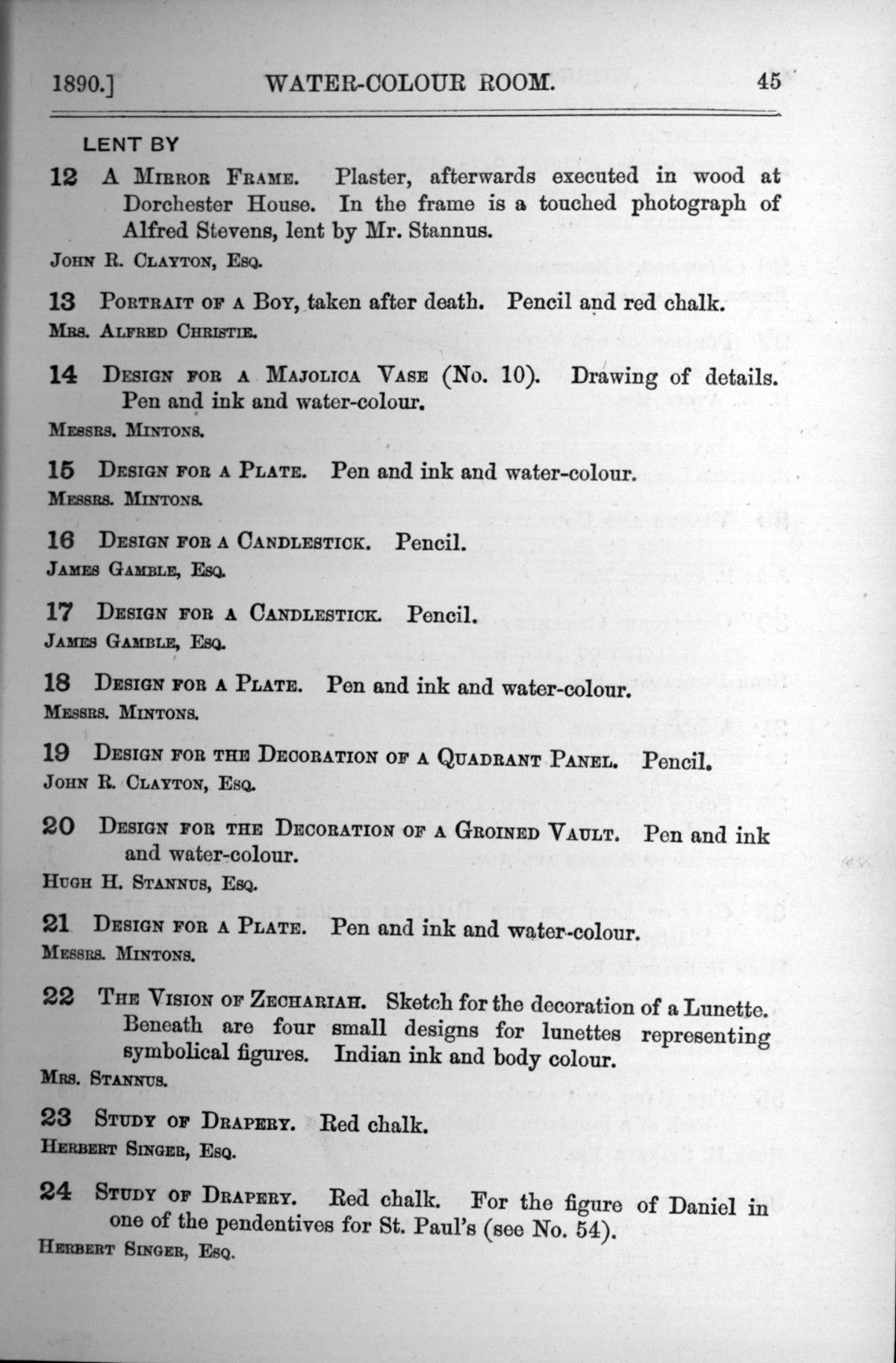 Page 45 of 1890 - Old Masters, deceased masters of the British School, drawings & models by Alfred Stevens