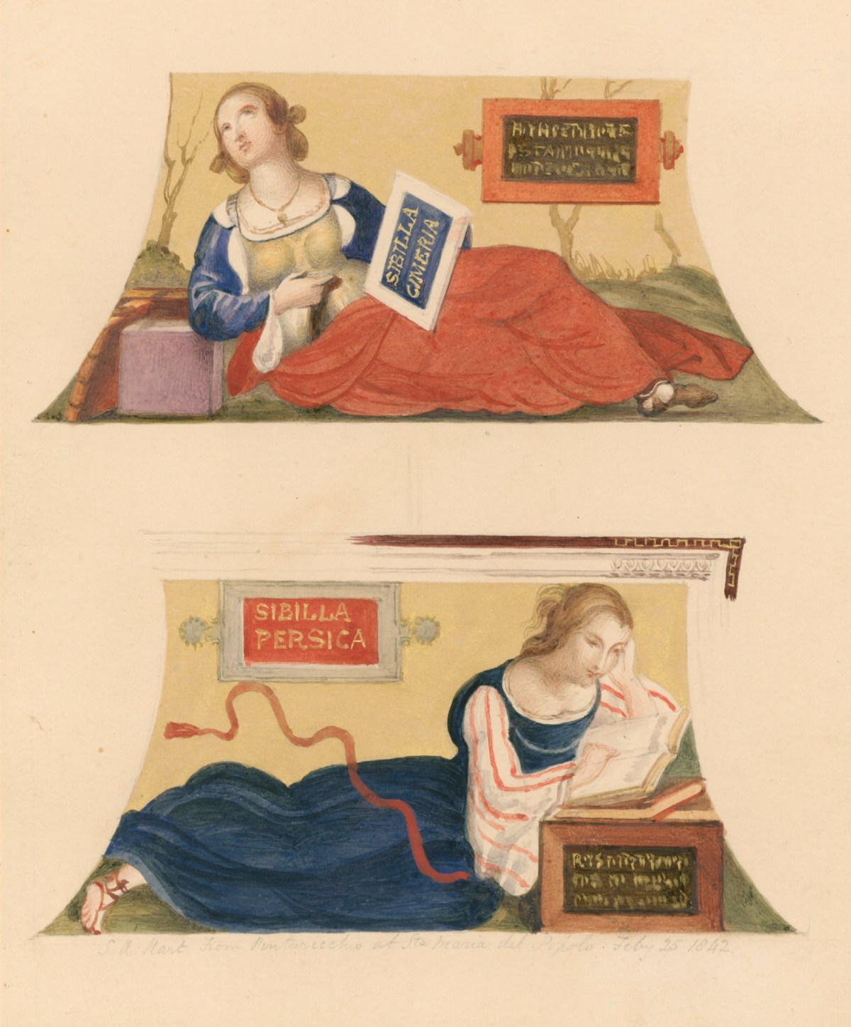 Solomon Alexander Hart RA, The Persian and Cumean Sibyls after Pinturicchio