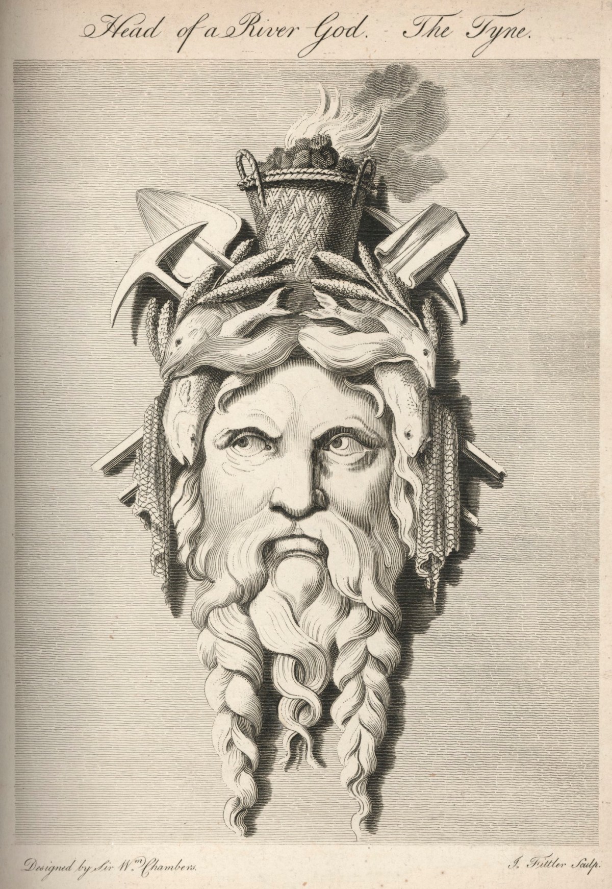Sir William Chambers RA, Head of a River God - The Tyne