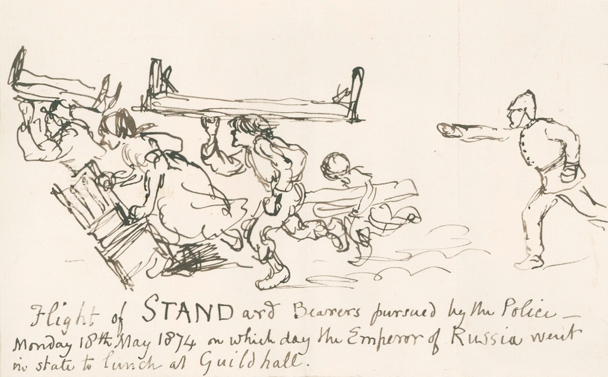 Sir John Gilbert RA, Flight of Standard Bearers pursued by the Police
