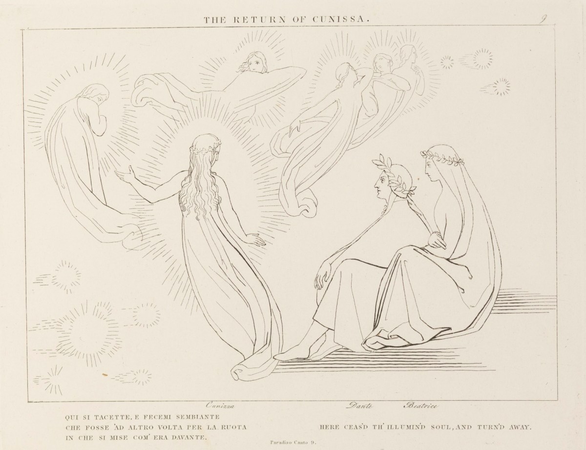 John Flaxman RA, 'The Return of Cunissa' (from The Divine Comedy, Paradise )