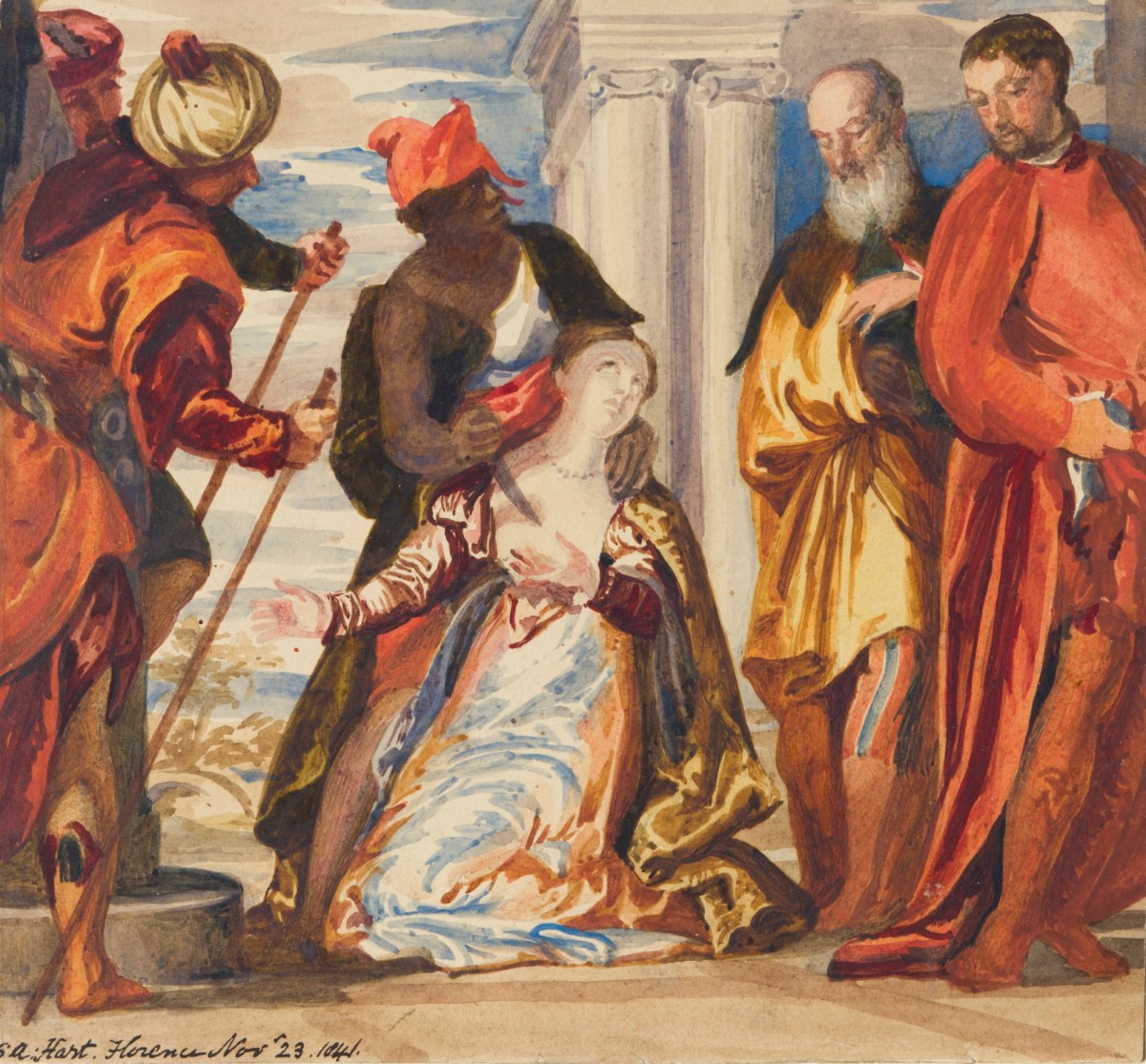 Solomon Alexander Hart RA and Paolo Veronese, Watercolour study after Veronese's 'Martyrdom of Saint Justine'