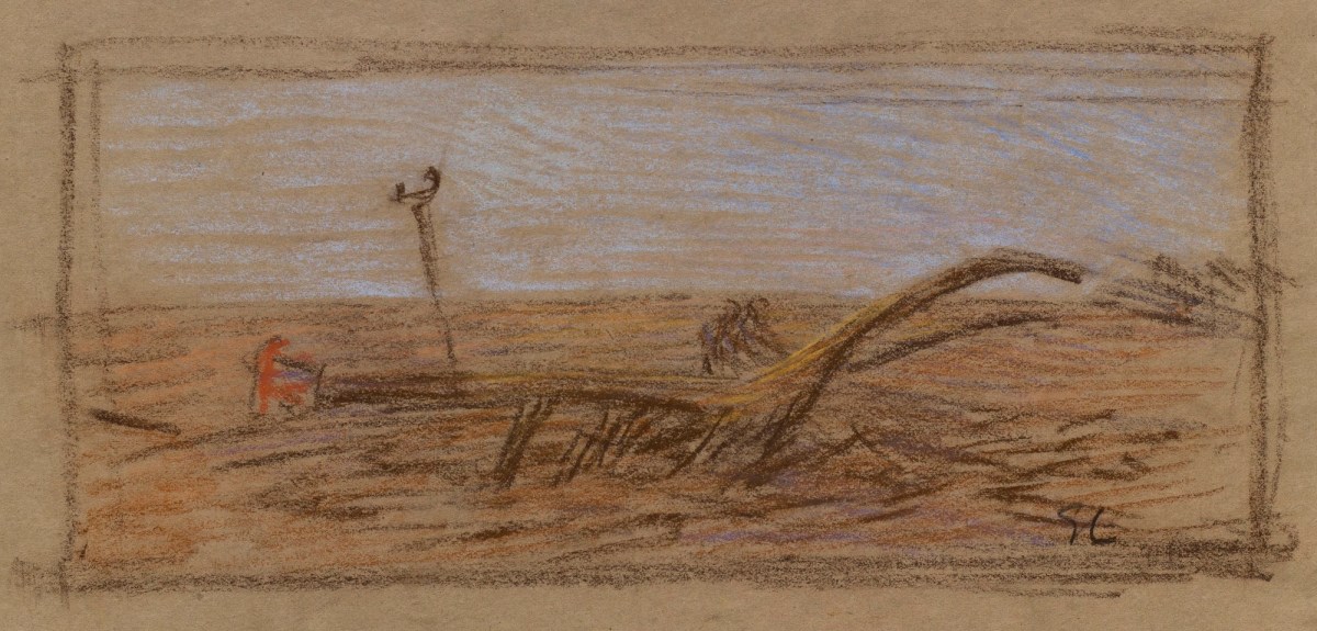 Sir George Clausen RA, Sketch of a plough, relating to 'The Plough'