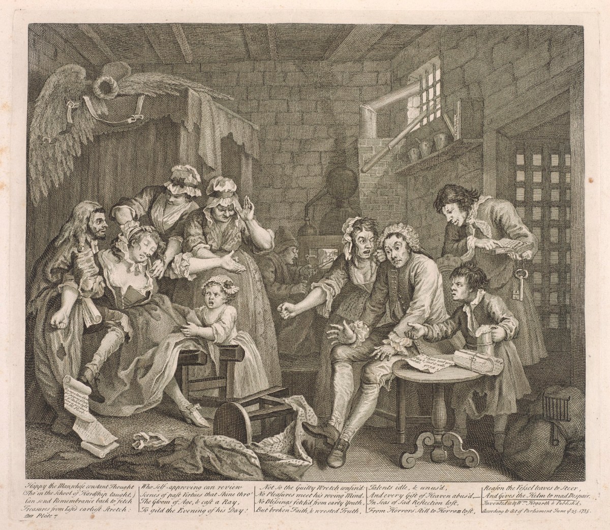 William Hogarth, A Rake's Progress, plate 7