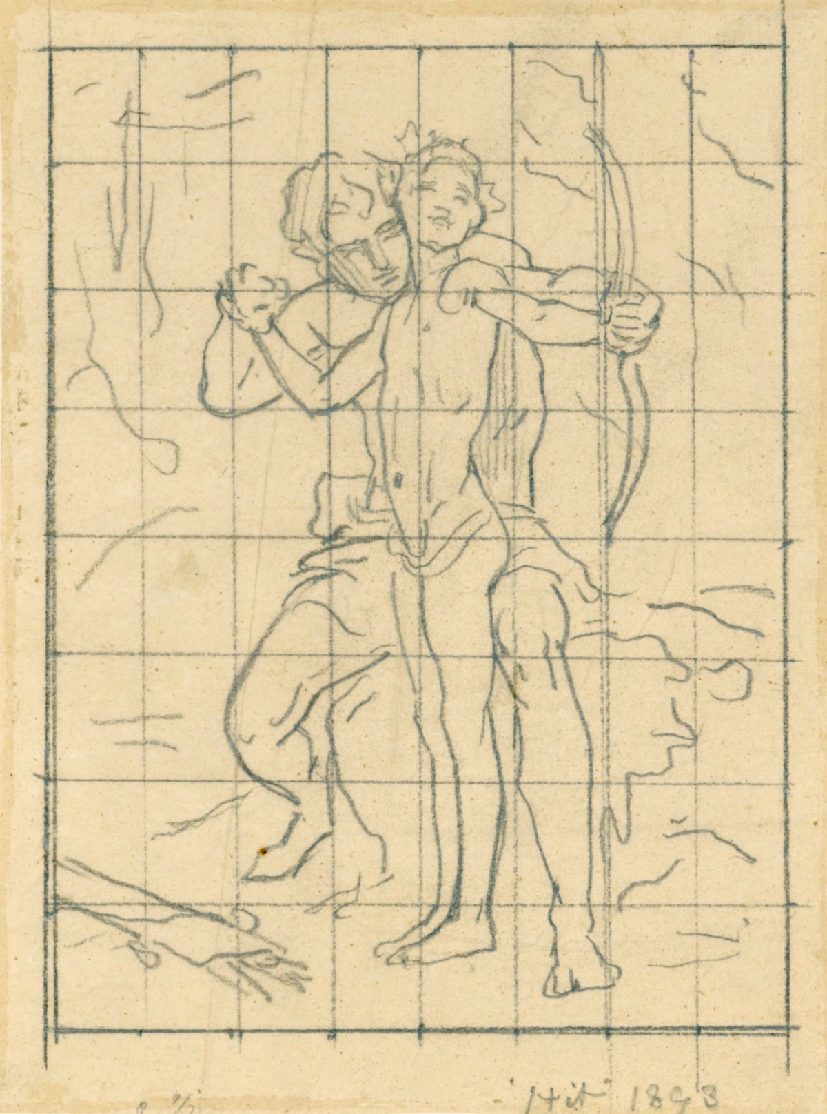 Lord Leighton PRA, Squared up tracing for 'The Hit'