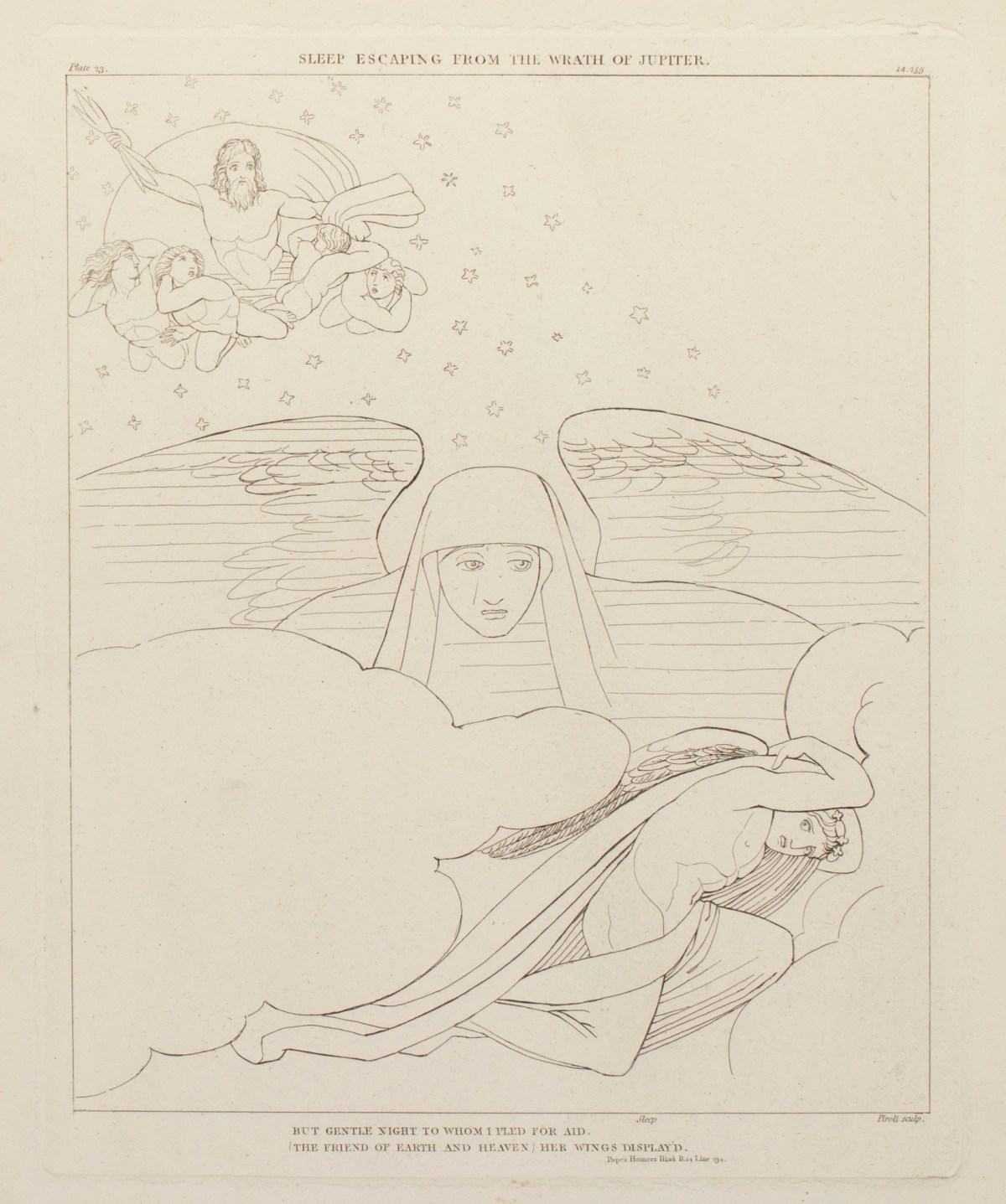 John Flaxman RA, Sleep Escaping From The Wrath of Jupiter
