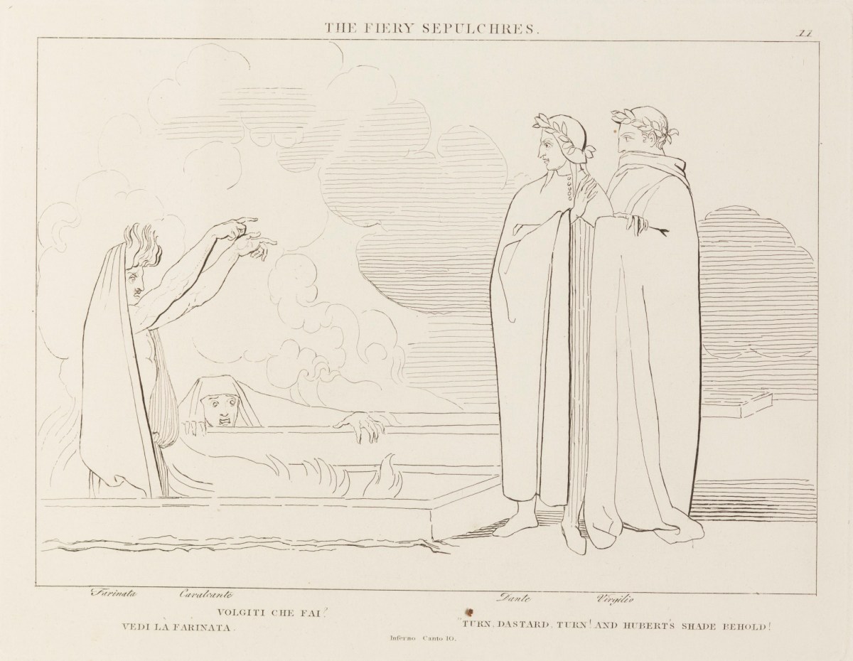 John Flaxman RA, 'The Fiery Sepulchres' (from The Divine Comedy)