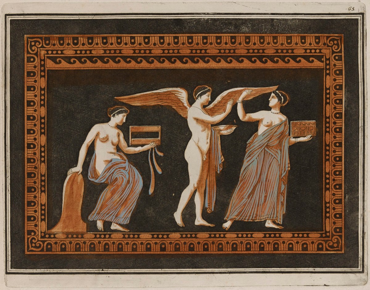 Sir William Hamilton, Colour plate of Eros and two woman (possibly Aphrodite?)