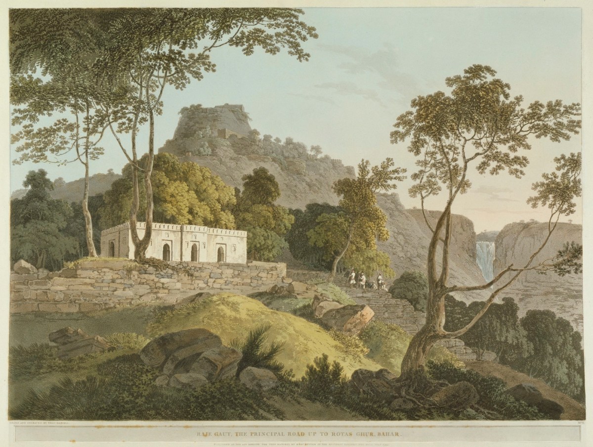 Thomas Daniell RA, Raje Gaut, the principal road up to Rotas Chur, Bahar