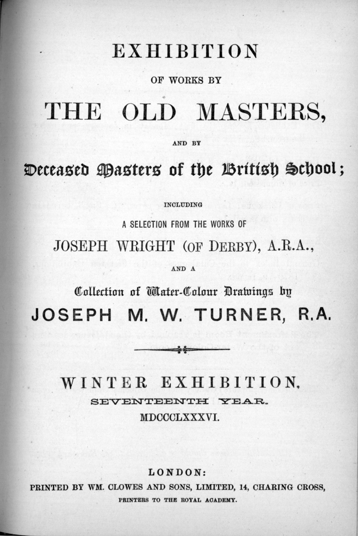 Page 1 of 1886 - Old Masters, deceased masters of the British School, Joseph Wright of Derby ARA and J.M.W. Turner RA