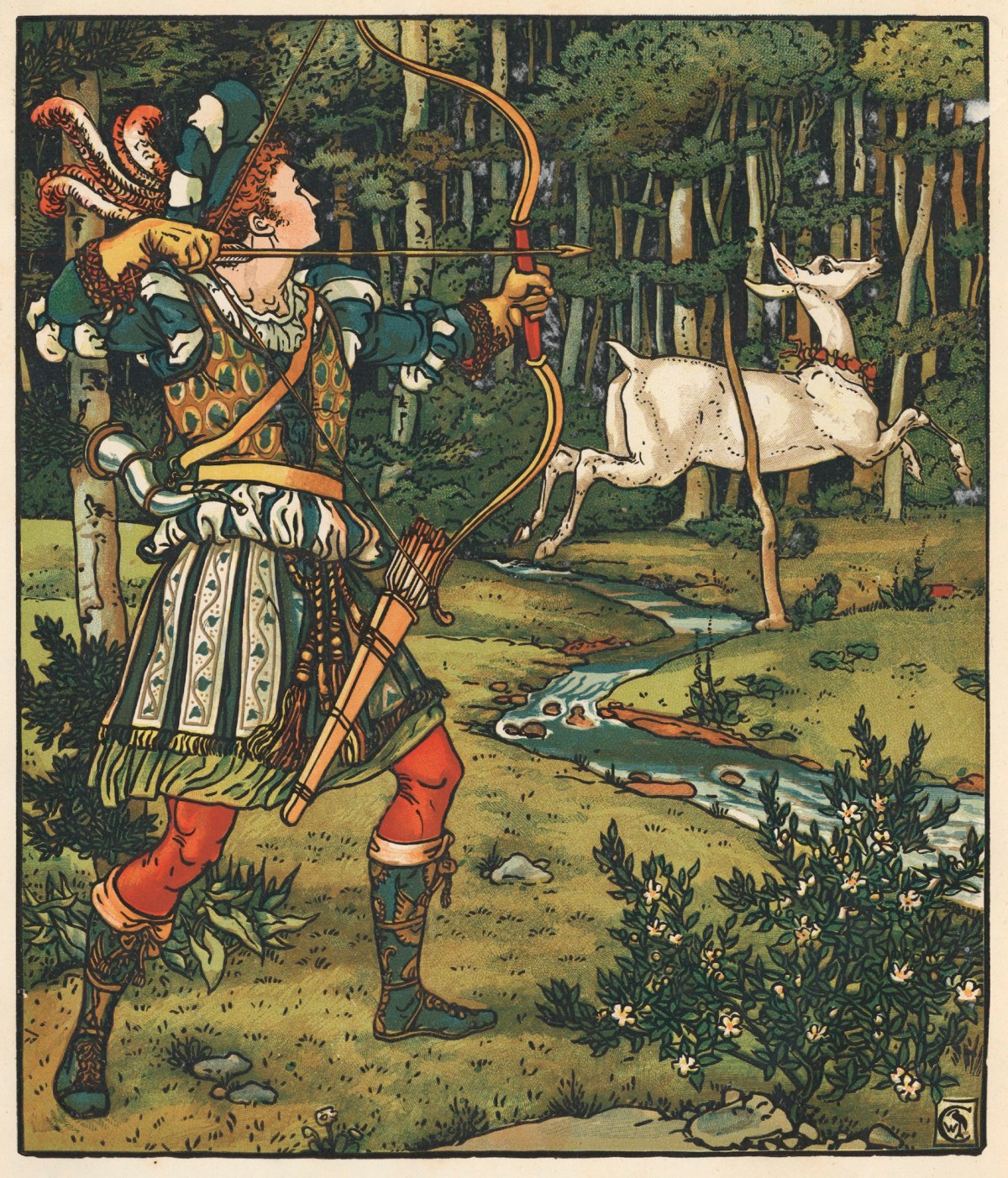 Walter Crane, Prince Guerrier pursues the Hind in the Wood