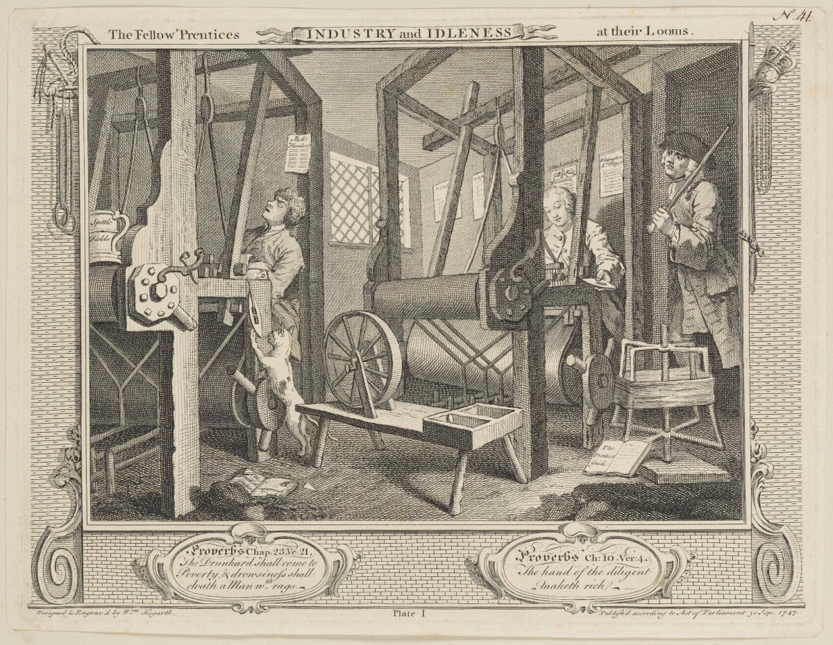 William Hogarth, Industry and Idleness, plate 1
