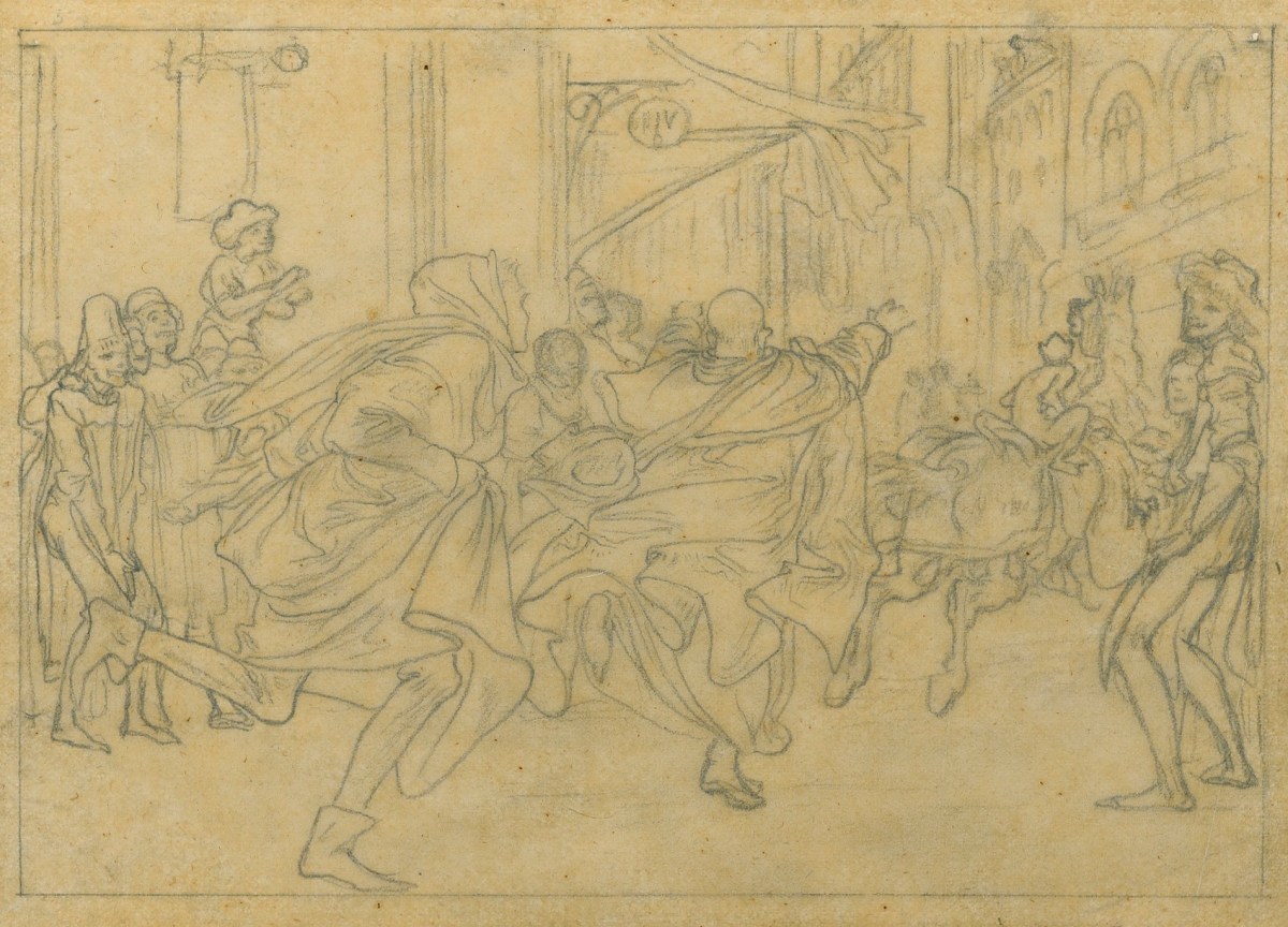 Lord Leighton PRA, Tracing for 'A Florentine Joke'