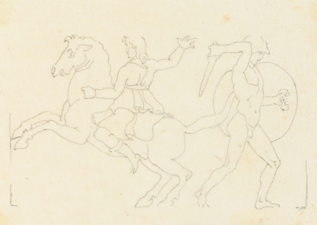 Richard Westmacott the Younger RA, Tracing after drawings based on the frieze at the Temple of Artemis Leucophryne (or Leucophrys), Magnesia
