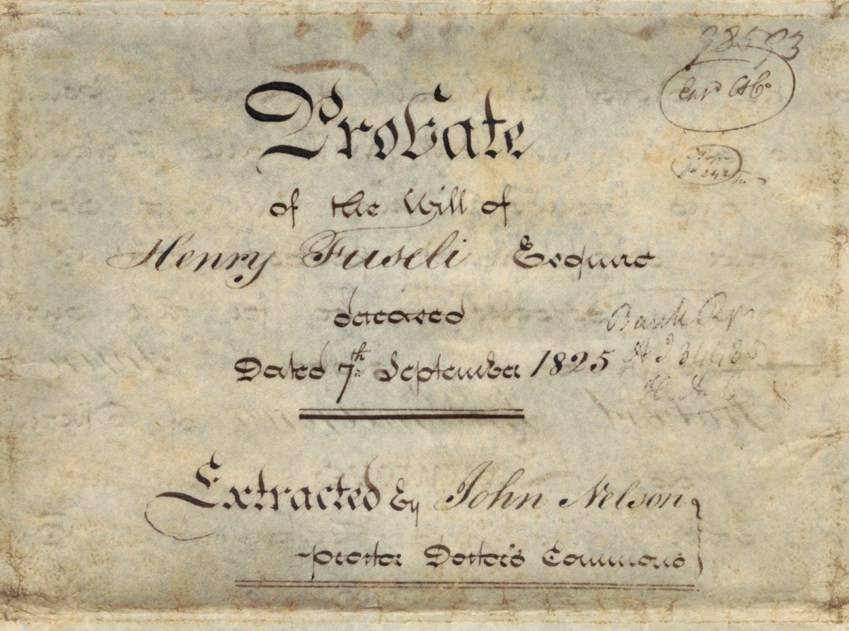 , Draft will of Henry Fuseli