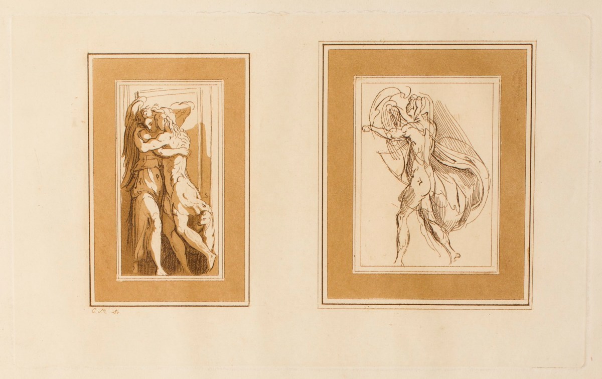 Conrad Martin Metz, Jacob wrestling with the angel; A man walking with his cloak blown out