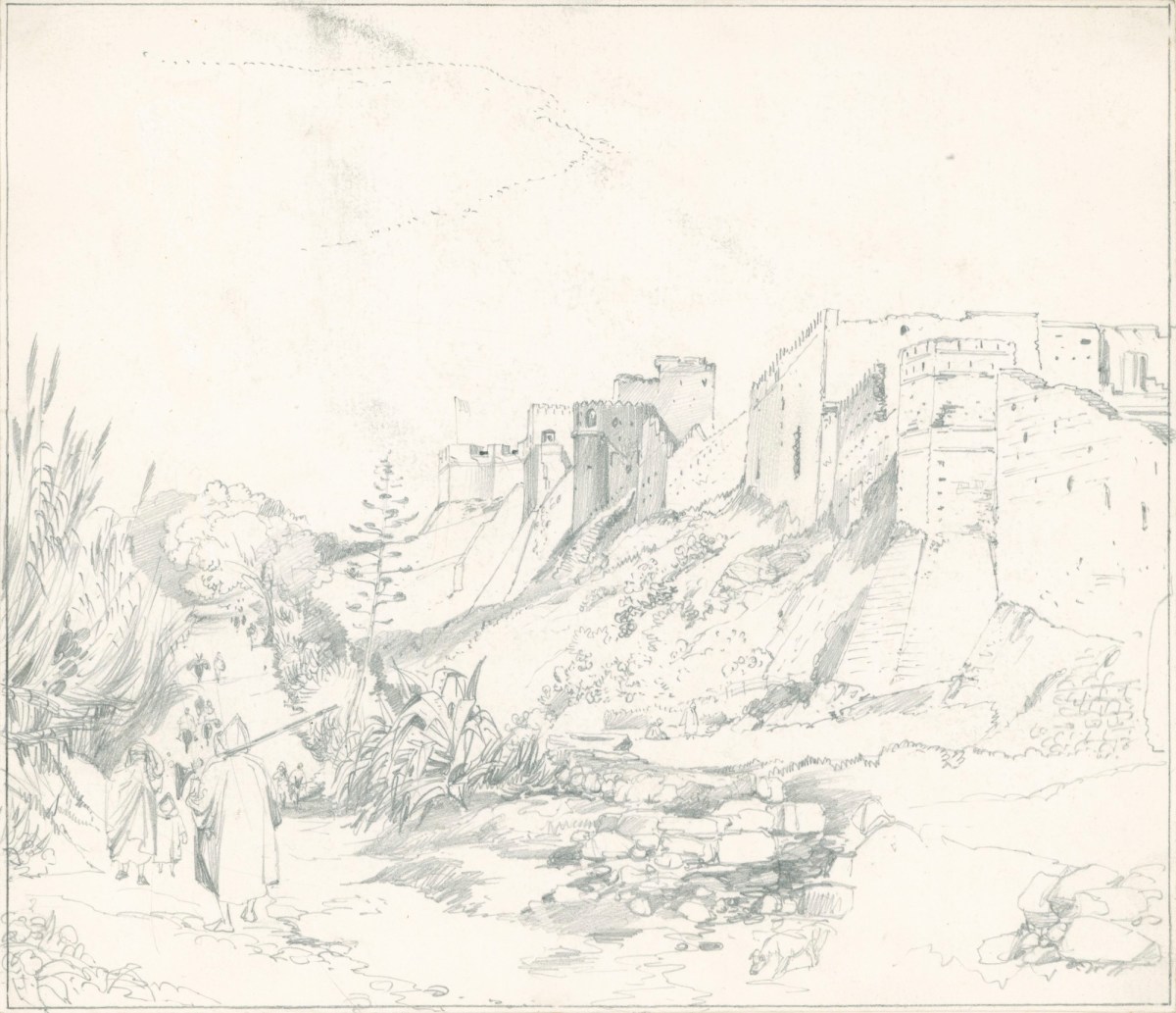 Edward William Cooke RA, View of the Bab el Kasbah from below, Tangier
