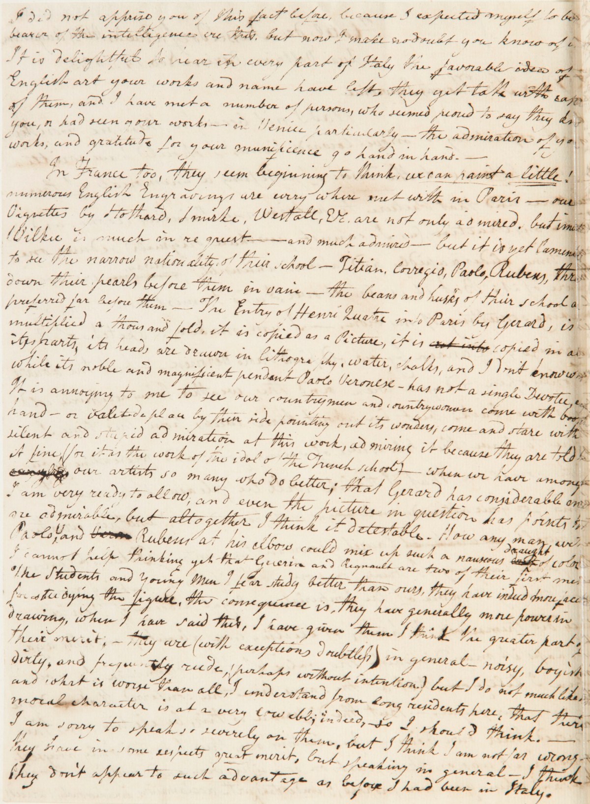 , William Etty, Hotel de Dusseldorf, Rue des Petits Augustines, Quai Voltaire, Paris, to Sir Thomas Lawrence