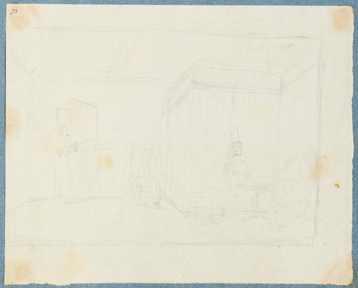 George Dance RA, Scene in a bedroom interior