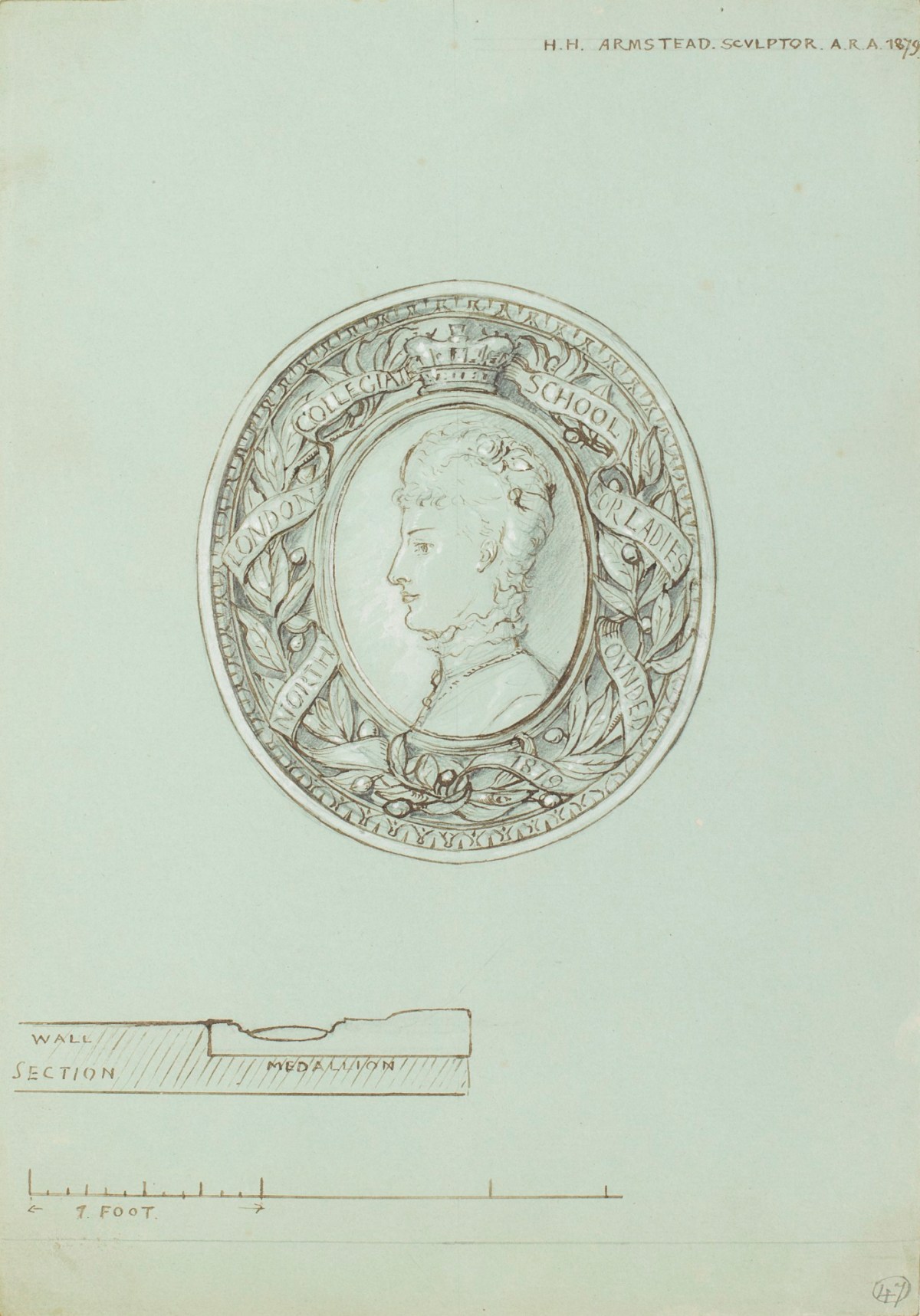 Henry Hugh Armstead RA, Design for a monument to Frances Buss, foundress of the North London Collegiate School for Ladies