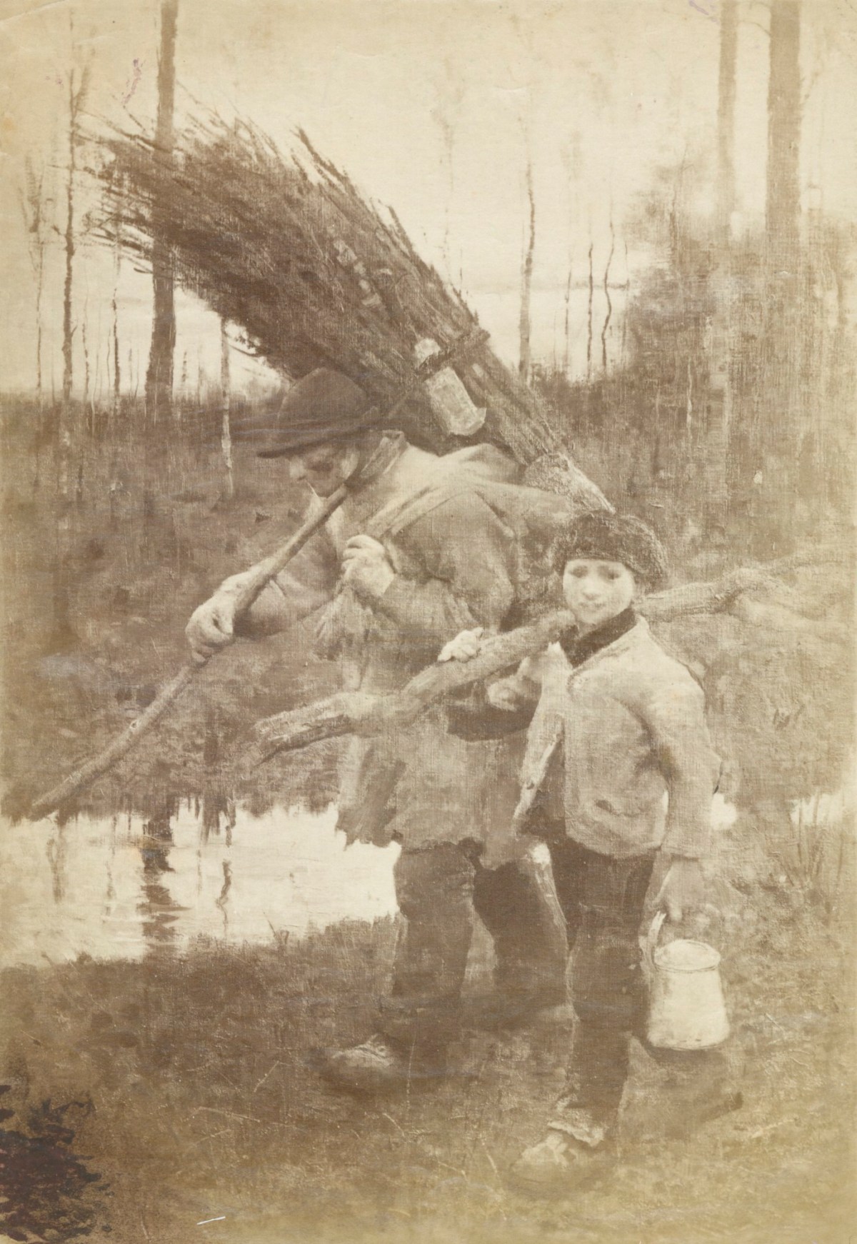 Unidentified photographer, Photograph of George Clausen's 'The End of a Winter's Day'. Current location of painting is unknown.