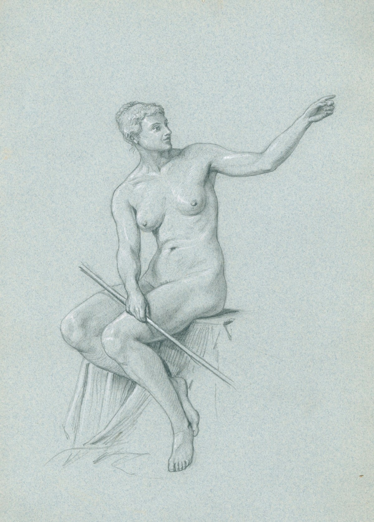 Henry Hugh Armstead RA, Nude study of a seated female figure for the "Metropole" doorway design