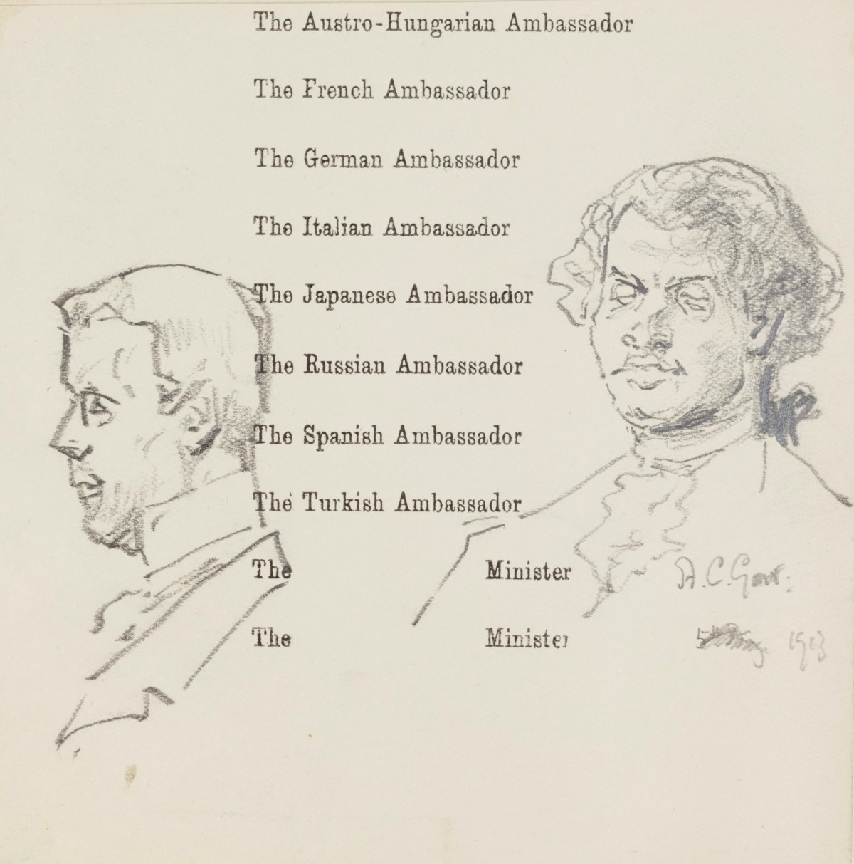 Andrew C. Gow RA, Two sketches of male ambassadors