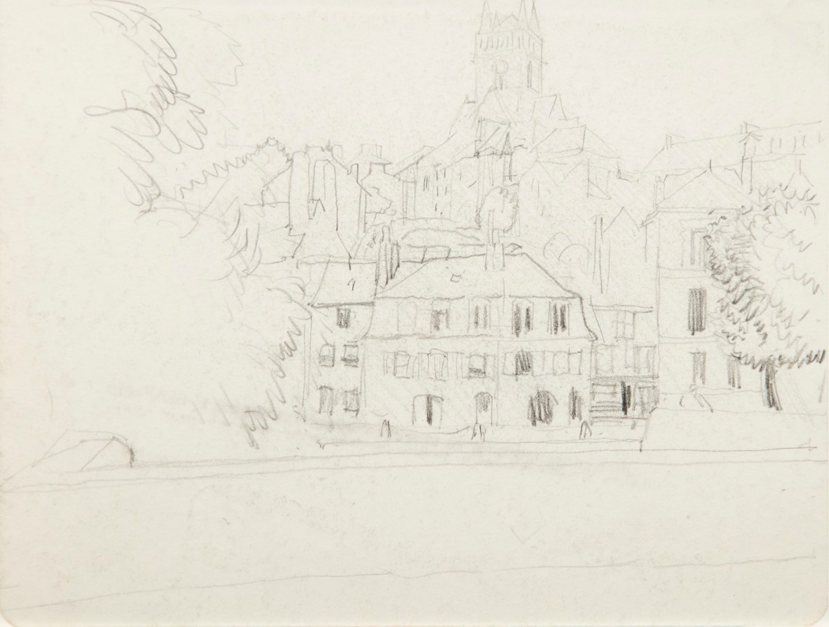 Sir George Clausen RA, Study of a town with a large church on a hill