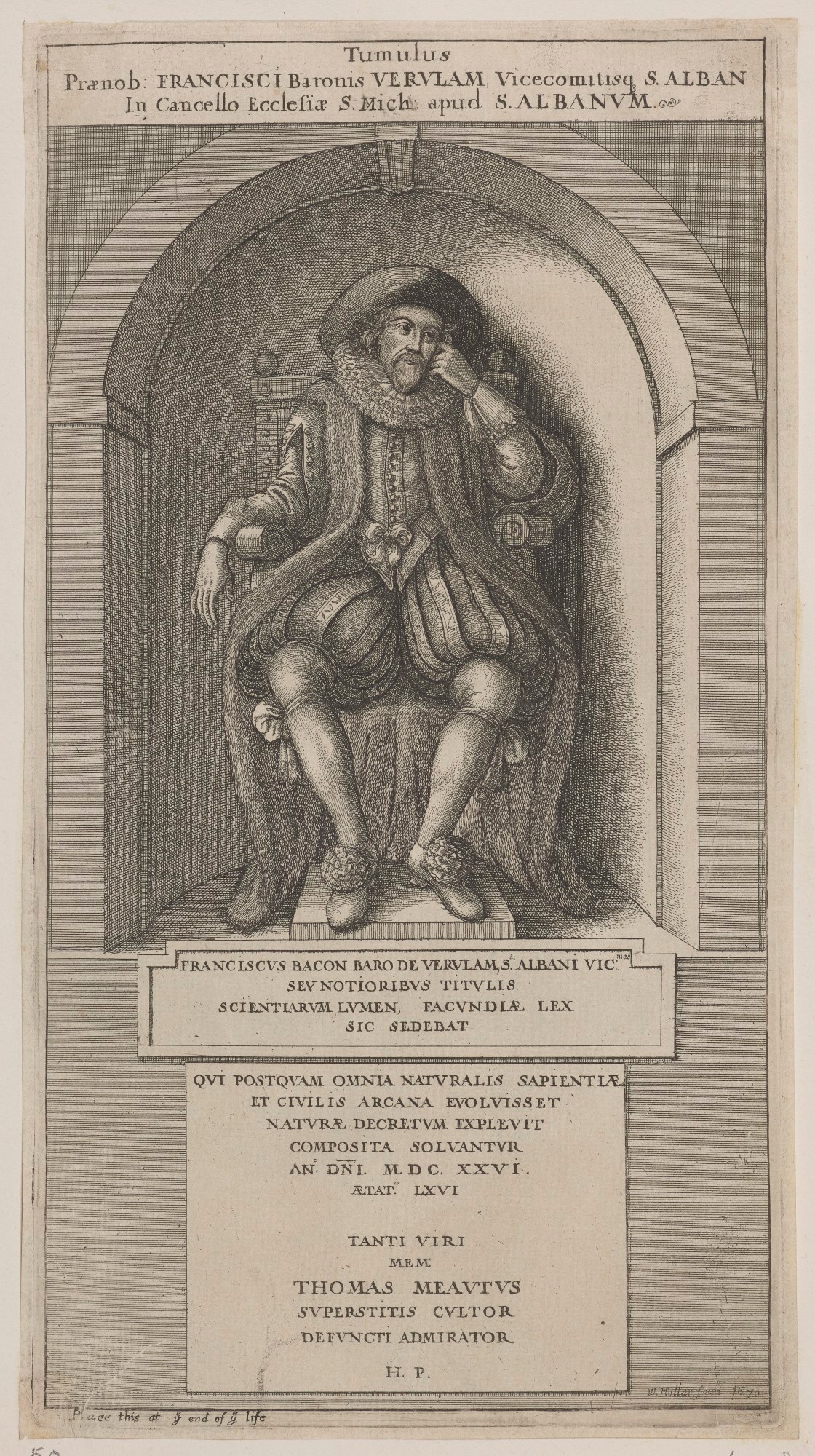 Wenceslaus Hollar, Tomb effigy of Francis Bacon