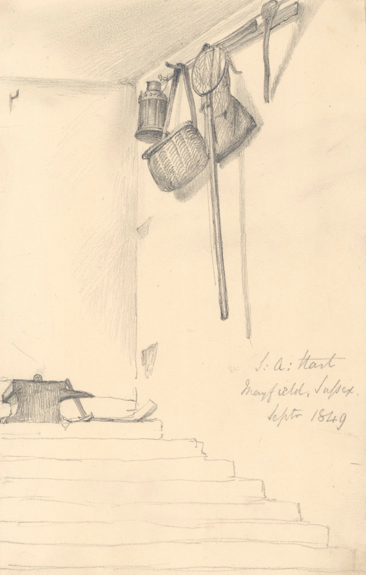 Solomon Alexander Hart RA, Staircase in an interior at Mayfield, Sussex