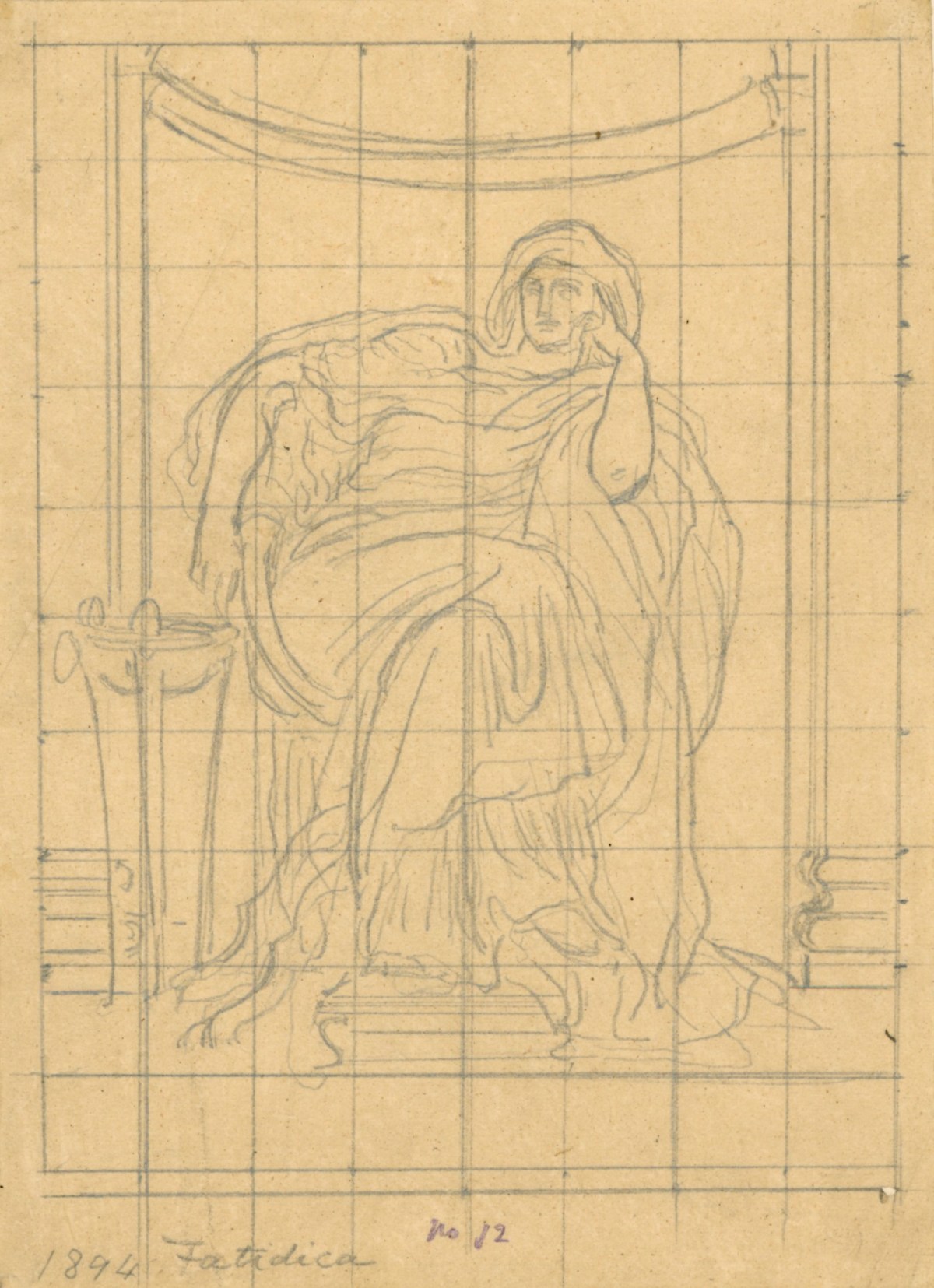 Lord Leighton PRA, Squared up tracing for 'Fatidica'