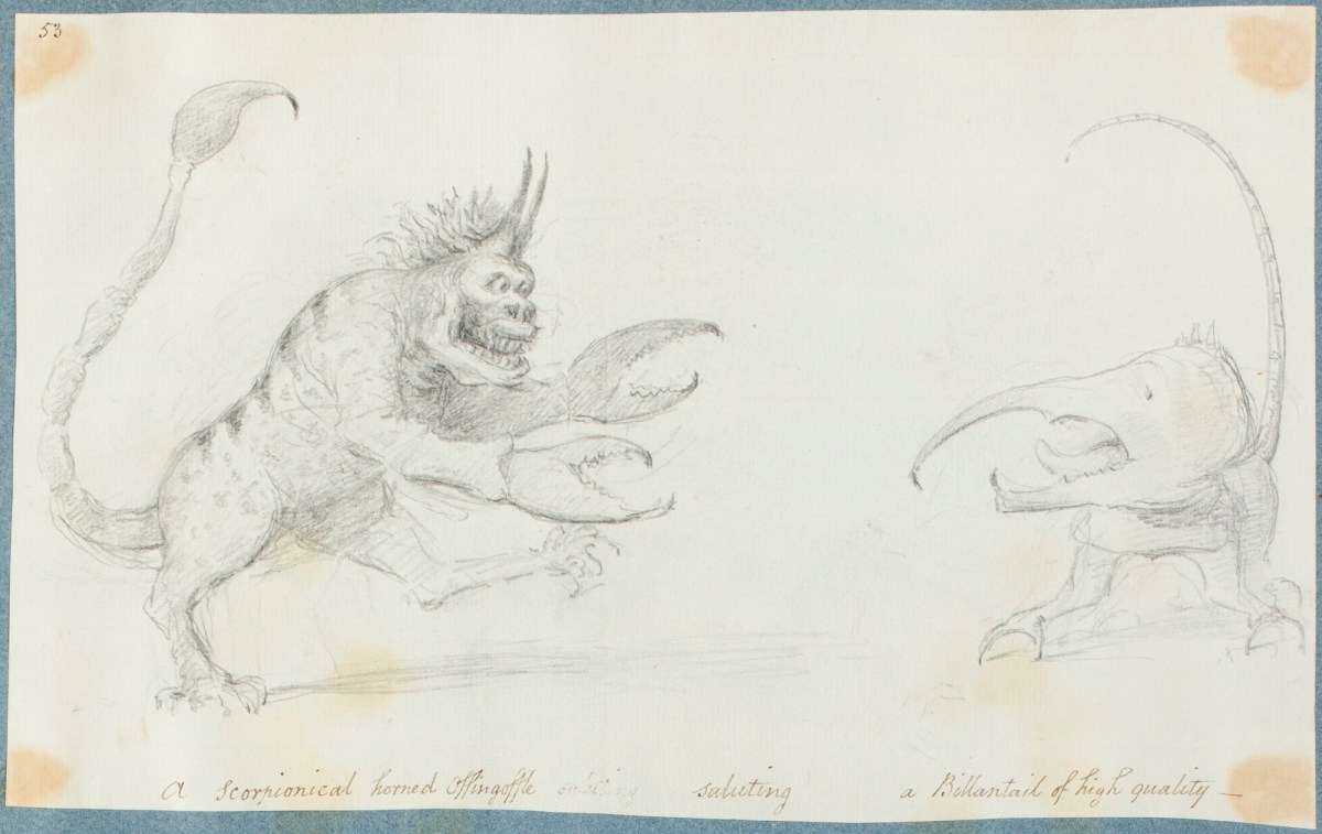 George Dance RA, A Scorpionical horned Offingoffle saluting a Billantail of high Quality