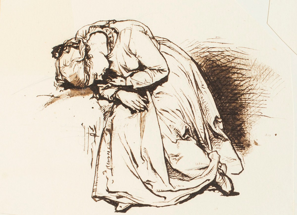 Henry Hugh Armstead RA, A seated woman with her head bowed