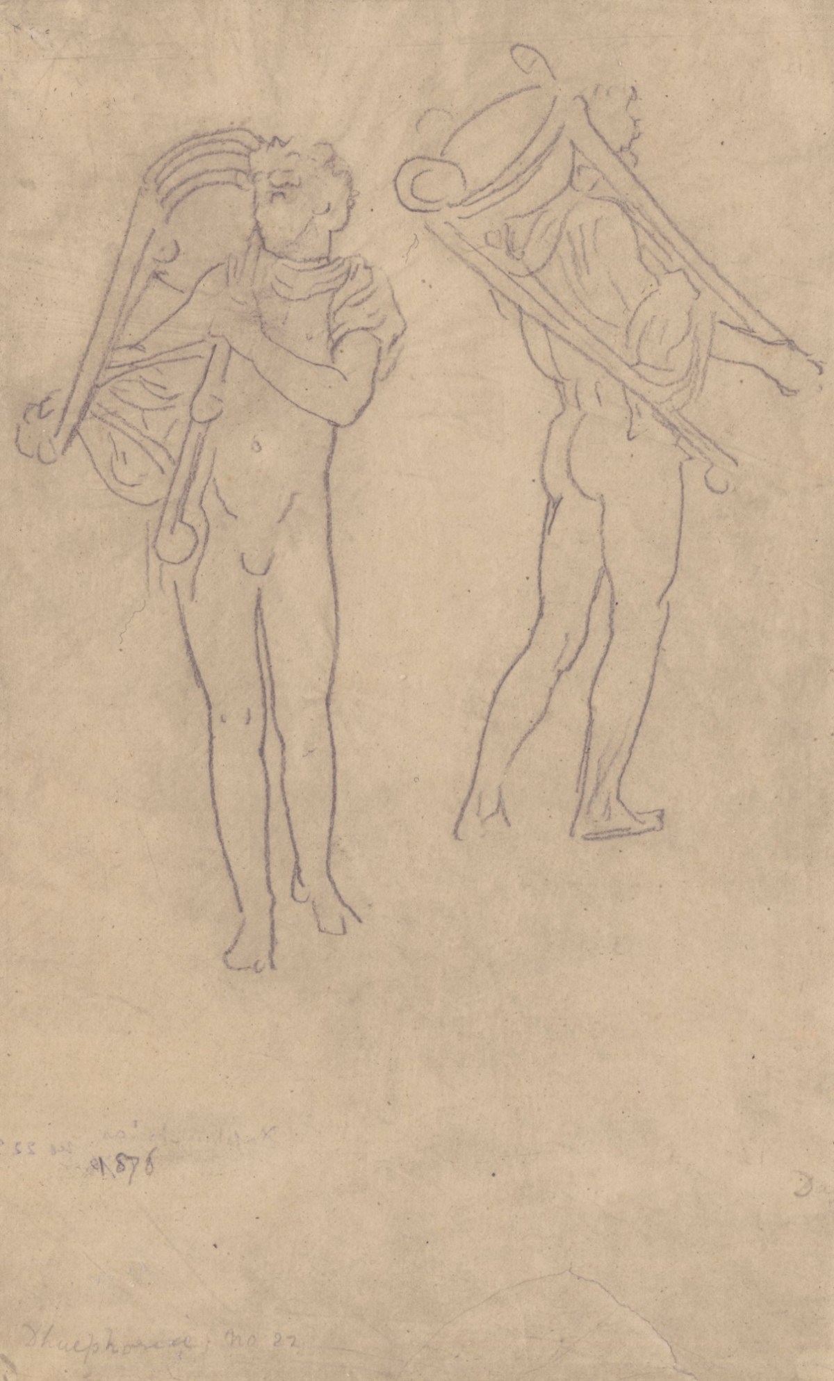 Lord Leighton PRA, Tracing of figures for 'The Daphnephoria'