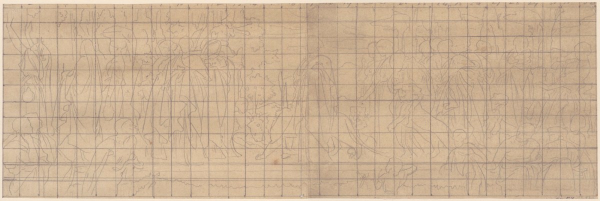 Lord Leighton PRA, Squared up tracing for 'The Syracusan Bride'