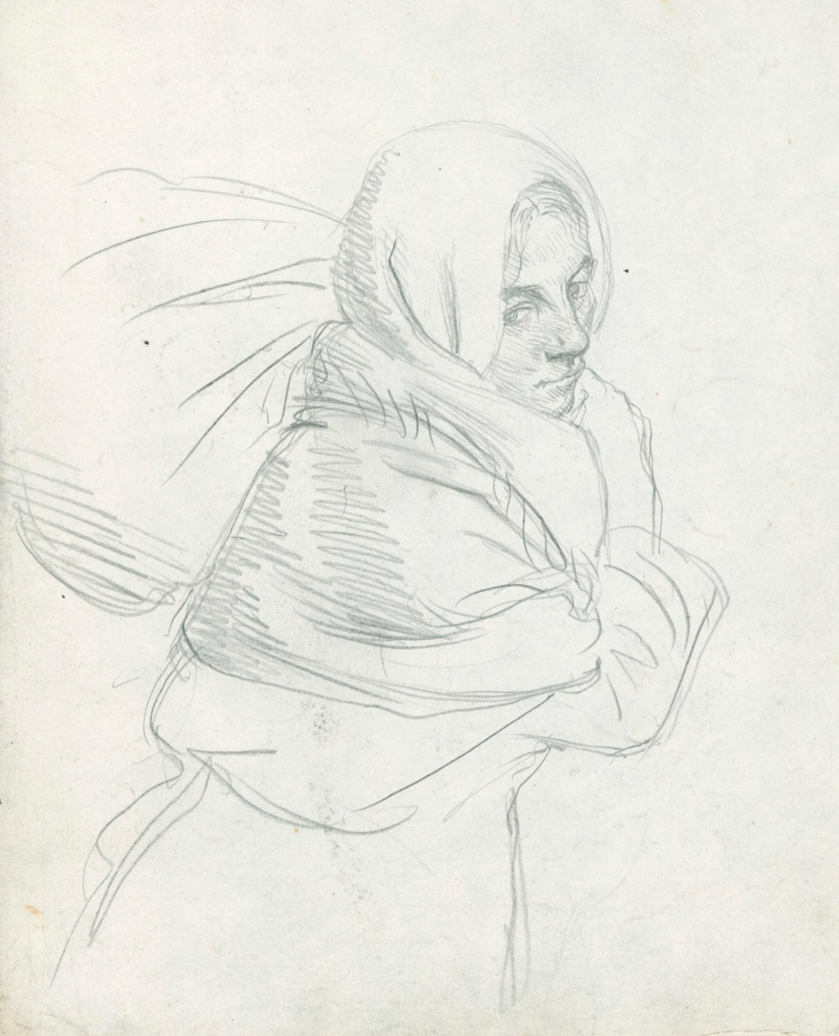 Sir George Clausen RA, Study of a woman carrying a sack, relating to 'Returning to the Reconquered Land'