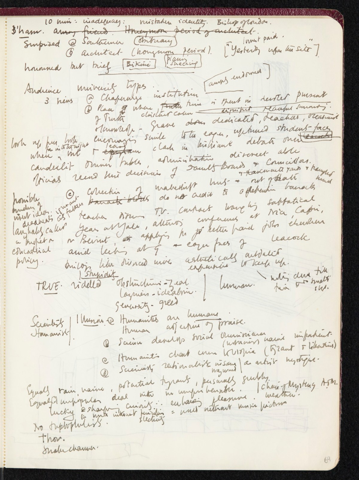 Sir Hugh Casson PRA, Sketchbook with designs and notes